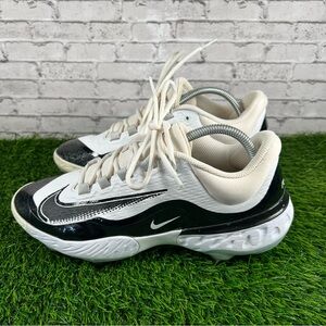 Men's 9 Nike Alpha Huarache Elite 4 Low White Black Baseball Cleats FD2745-101